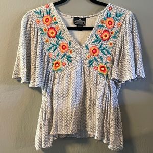 Angie Boho butterfly sleeve Peplum top- medium